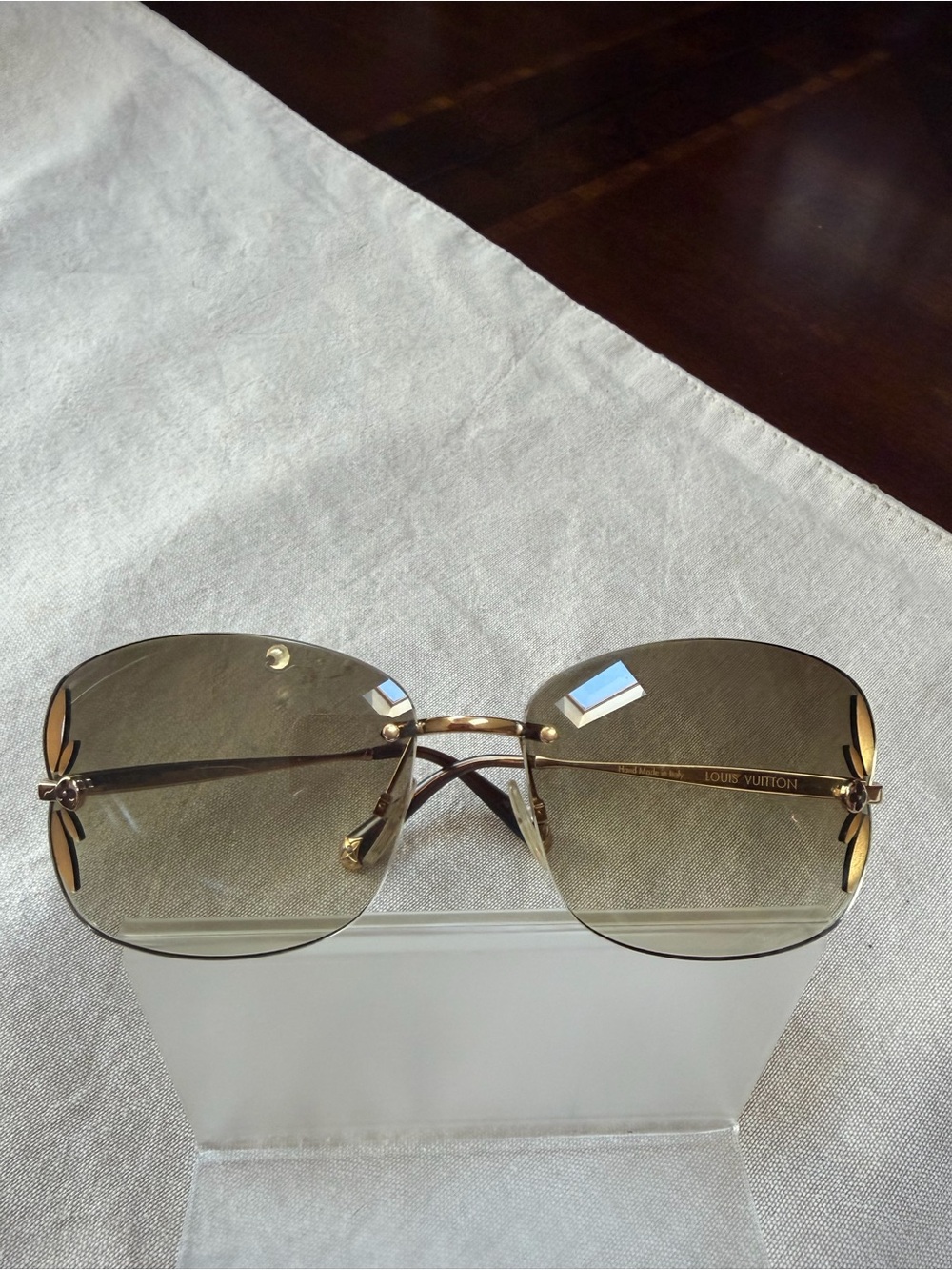 Louis Vuitton Gold Rimless Brown Gradient Sunglasses